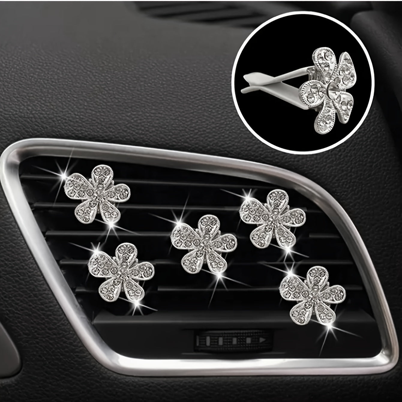 5 dona Rhinestone Gul Avtomobil Havo Chiqishi Kliplar Dekorativ Avtomobil Aksesuarlar Sovgʻa