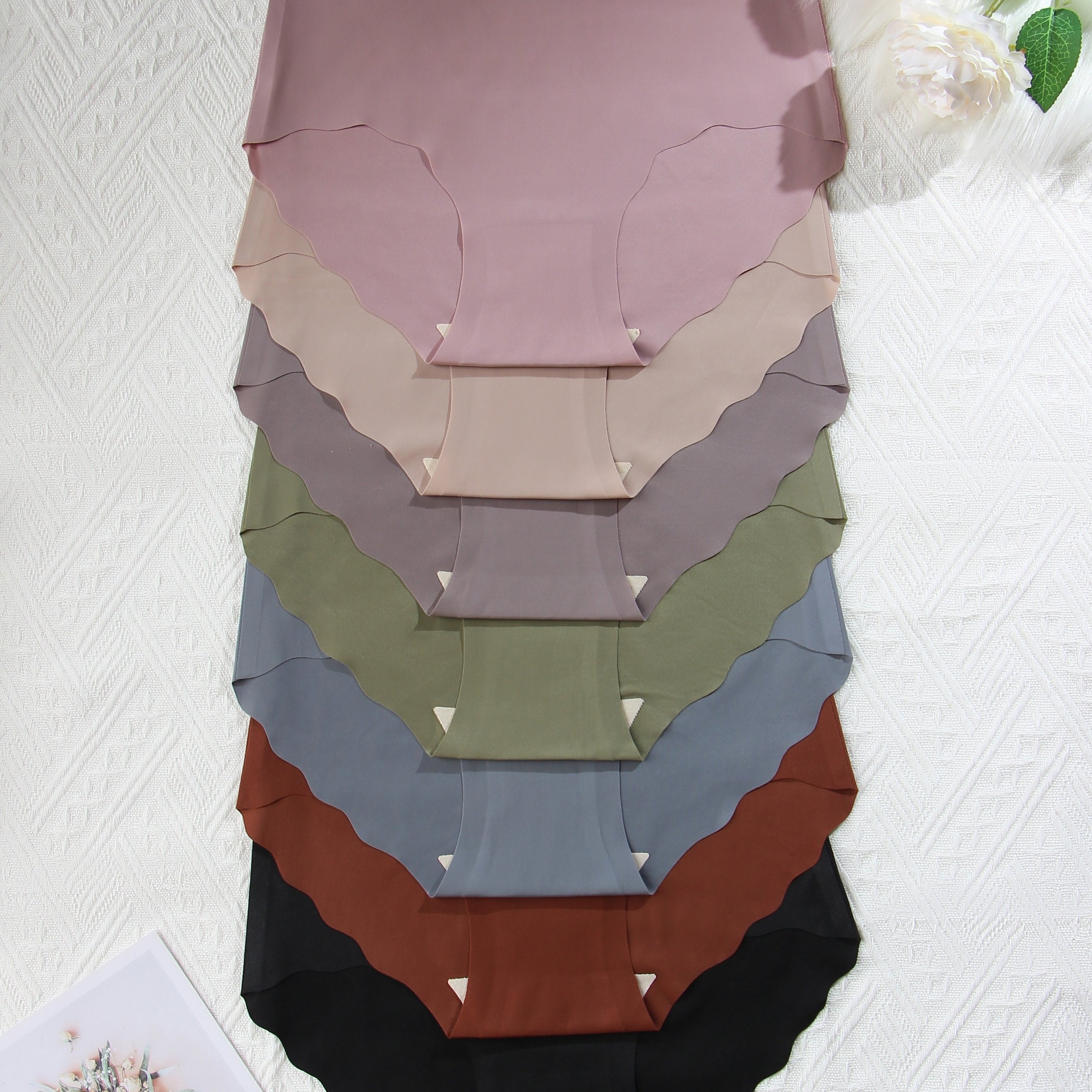 Women’s Solid Scallop Trim Briefs 7-Pack Breathable Stretchy Cotton Underwear