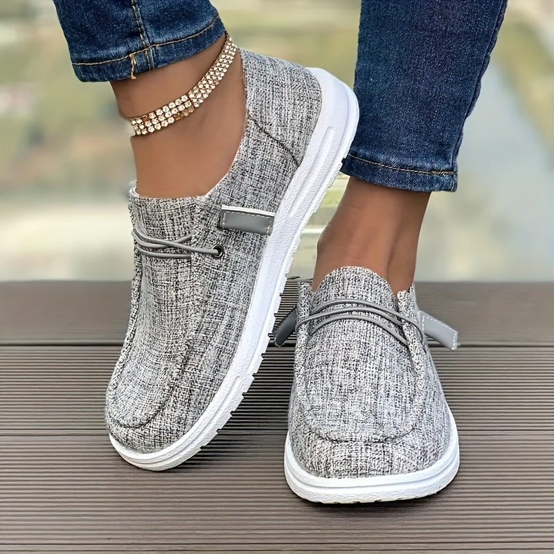 Women's Casual Slip-On Flats Breathable Woven Fabric Low Top Sneakers