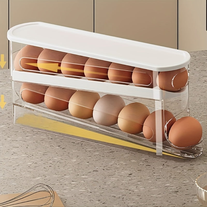 Kitchen Refrigerator Egg Storage Box Durable PP 30 Eggs Space-Saving Organizer