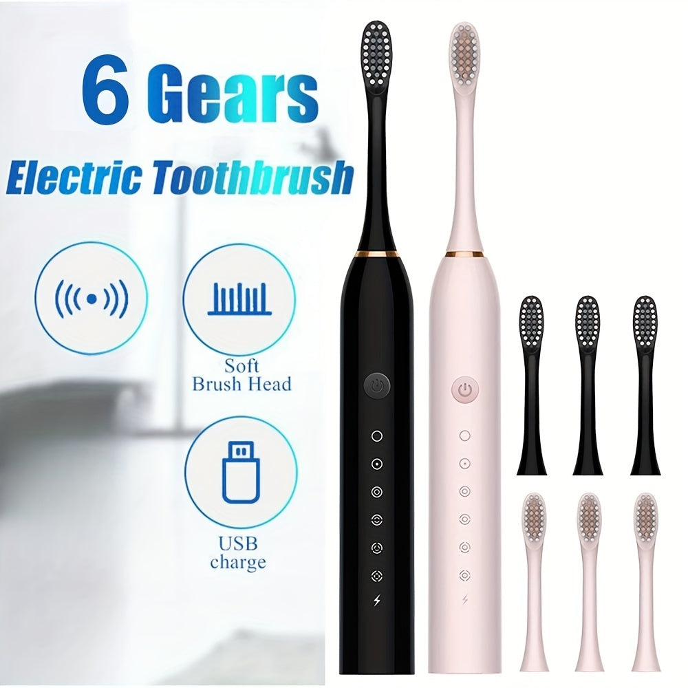 Rechargeable Sonic Electric Toothbrush with 6 Modes and Replaceable Brush Heads