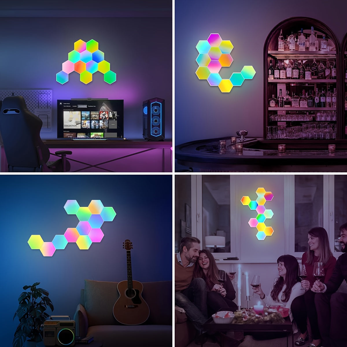 Smart Hexagon LED Lights with App and Remote Control for Gaming Room Bedroom Living Room Decor