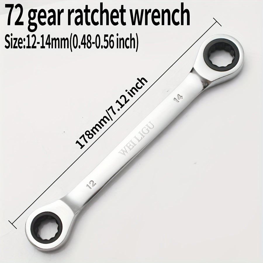 72 Tooth Ratchet Wrench Set Chrome Steel Double End 10-17mm Automotive