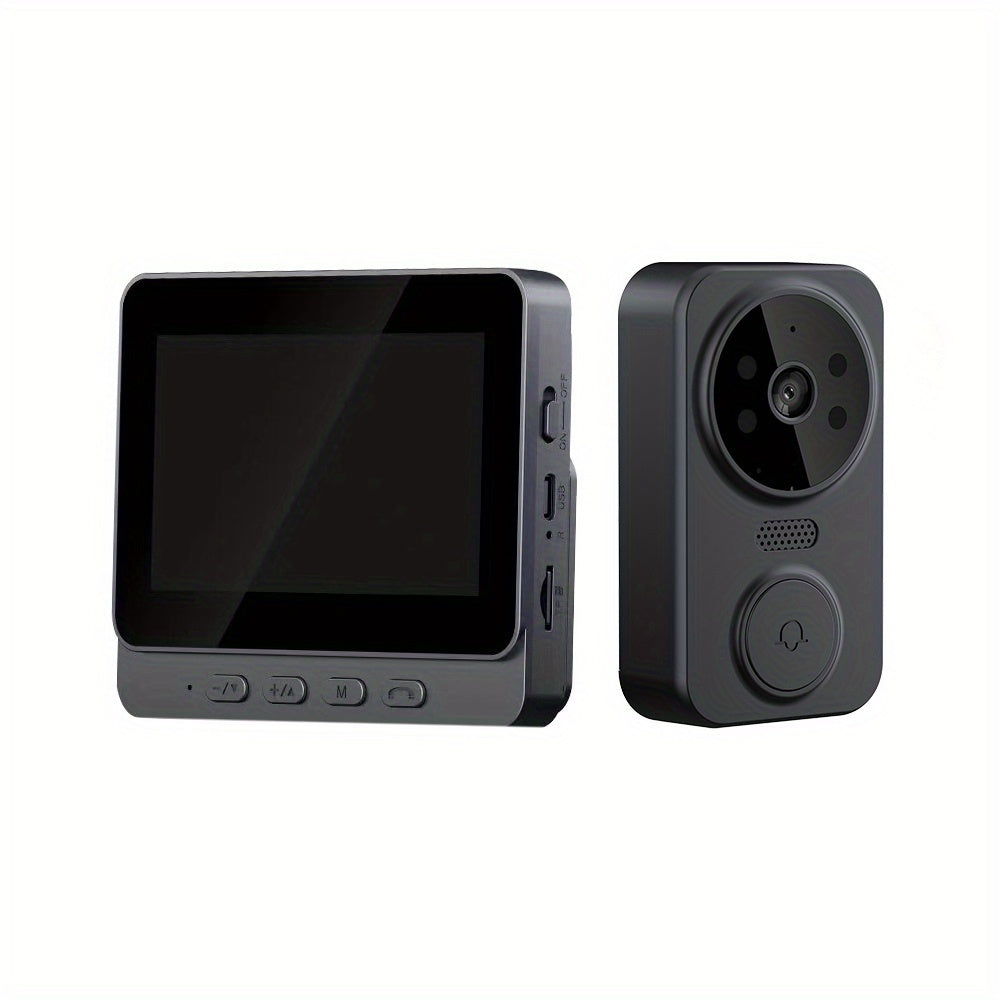 WiFi Video Doorbell with HD Display Two-Way Audio Night Vision Rechargeable Battery Wall Mount