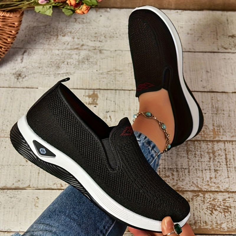 Women's Slip-On Loafers Breathable Mesh Sneakers with Elastic Knit Upper in Multiple Colors