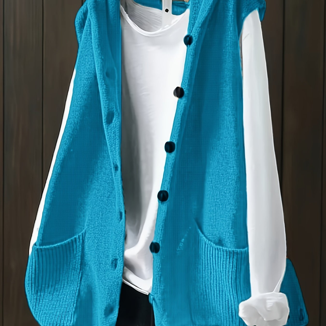 Women's Sleeveless Sweater Vest with Pockets and Double Button Front Orange