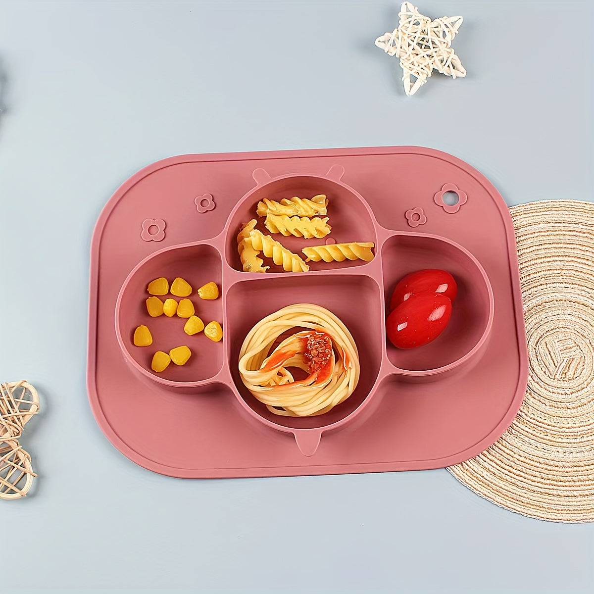 Children's Silicone Dinner Plate with Animal Patterns, High Temperature Resistant, Easy to Clean
