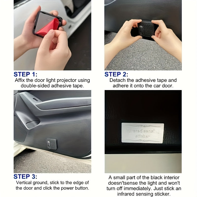 Universal LED Car Door Welcome Lights Two-Pack Battery-Free Easy Install