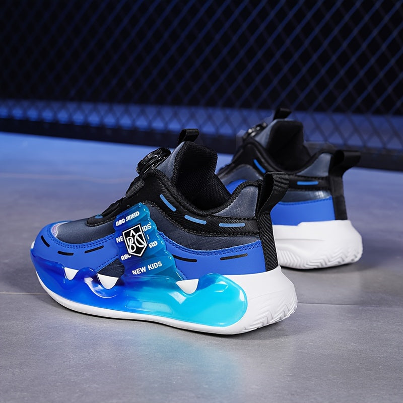 Girls Casual Platform Sneakers with Rotating Button Shock-Absorbing Running Basketball Shoes