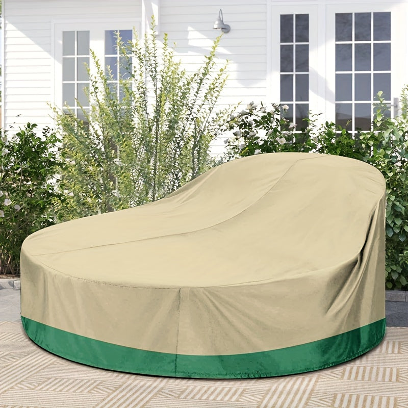 Round Beige Patio Daybed Cover Durable Polyester All-Weather Protection 223.52cm