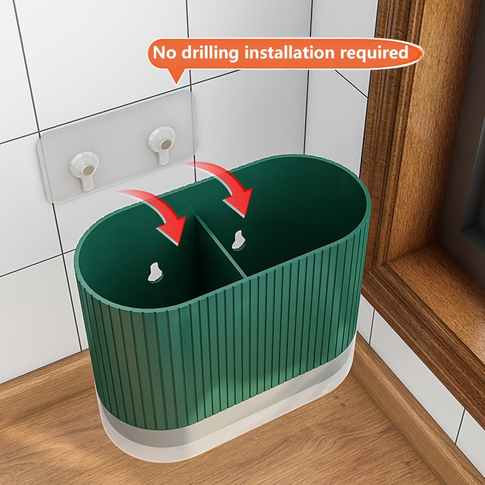 Oshxona Qaychi Tashkiliy: Chopsticks, Qoshiqlar va Vilkalar uchun Devorga O'rnatiladigan Egasi - Suv O'tkazish Tizimi va Mustahkam Plastik Saqlash Qutisi bilan Ta'minlangan