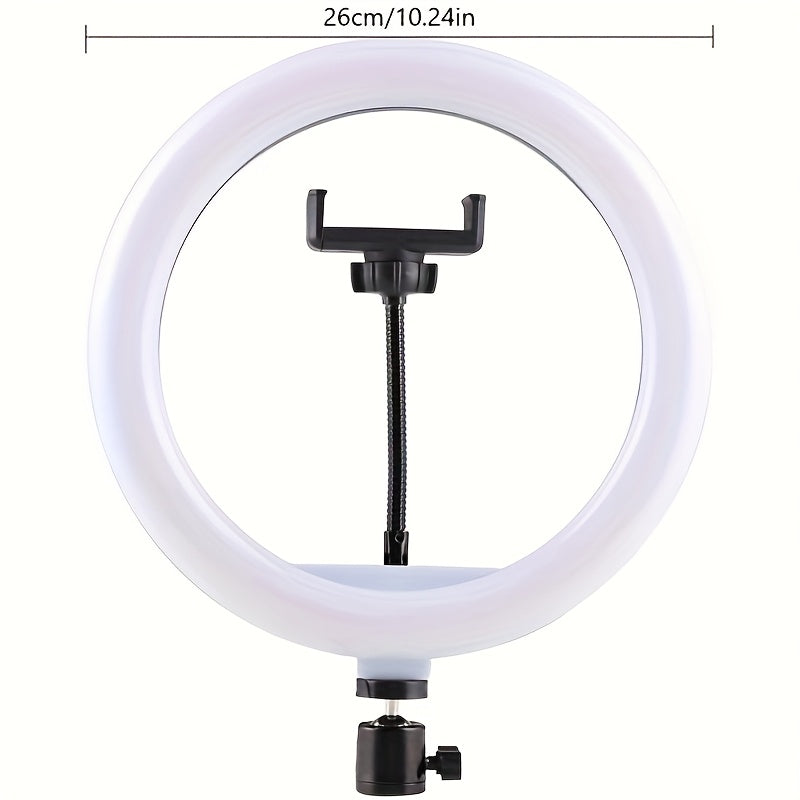 25.4cm USB LED Ring Light with Adjustable Color Temperature, 120 LEDs, Tripod and Phone Holder for Video Streaming and Photography