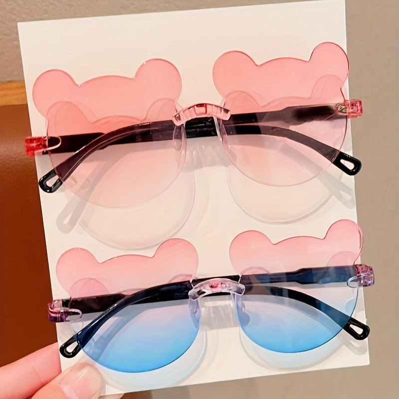 Teen Fashion Glasses with Bear Ears, Mixed Color PC Frames for Holidays