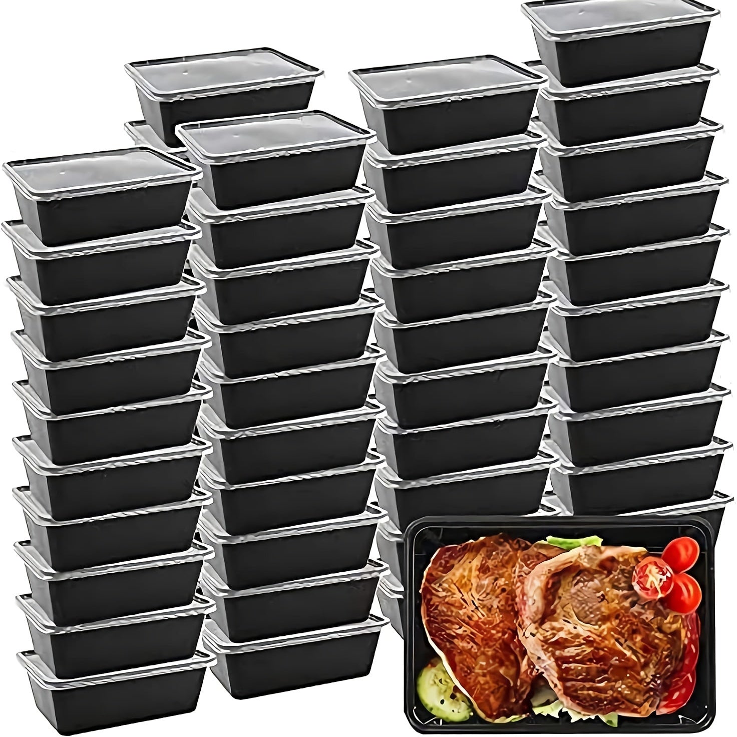 Набор контейнеров для хранения продуктов Black Food Storage Containers 10, 20, 50 шт. Без BPA, безопасны для микроволновки