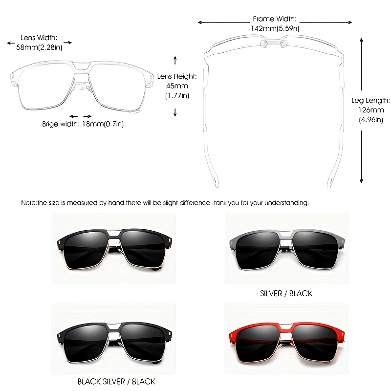 Men's Square Polarized Business Sunglasses for Outdoor Sports Cycling