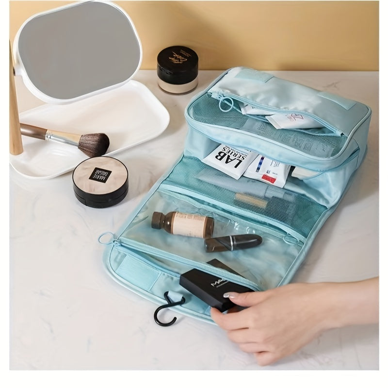 Women's Large Capacity Water-Resistant Makeup Bag With Hanging Hook Organizer