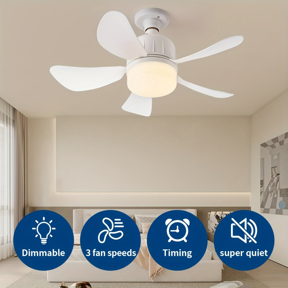 Indoor Household Fan Lamp with Remote Control E27 LED Light Fan