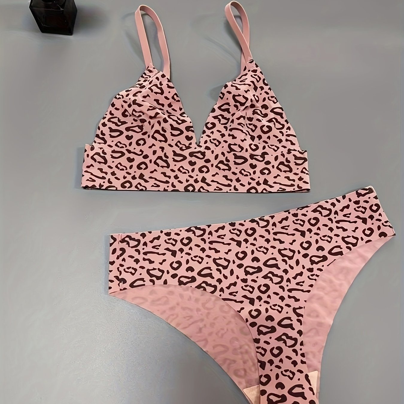 Seamless Leopard Lingerie Bra Set for Women