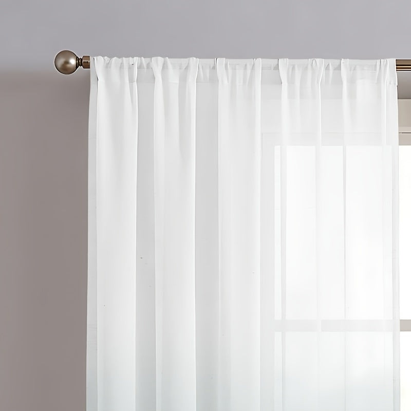 Semi Sheer Gradient Color Curtains with Rod Pocket for Living Room Bedroom Kitchen Set of 2