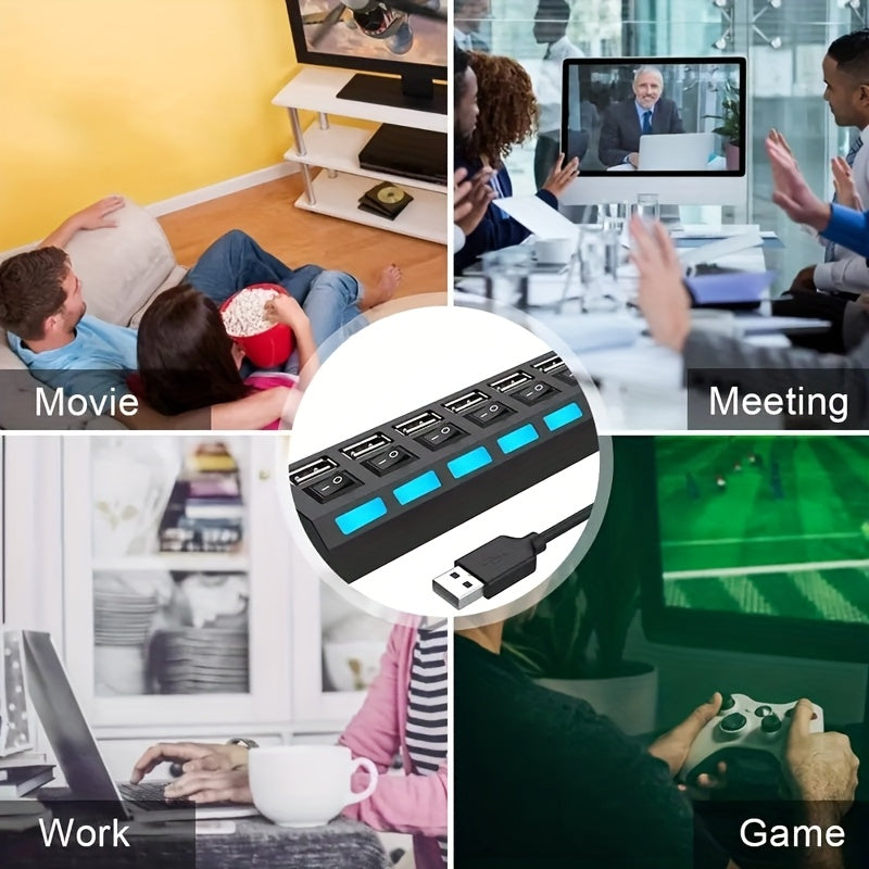 4-Port USB 2.0 Hub with Independent Switches for Tablets and PCs