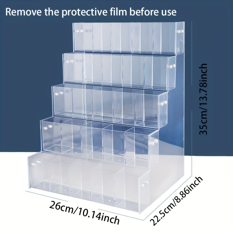 Acrylic Transparent Storage Rack with 5-Grid Partition for Cosmetics and Office Use