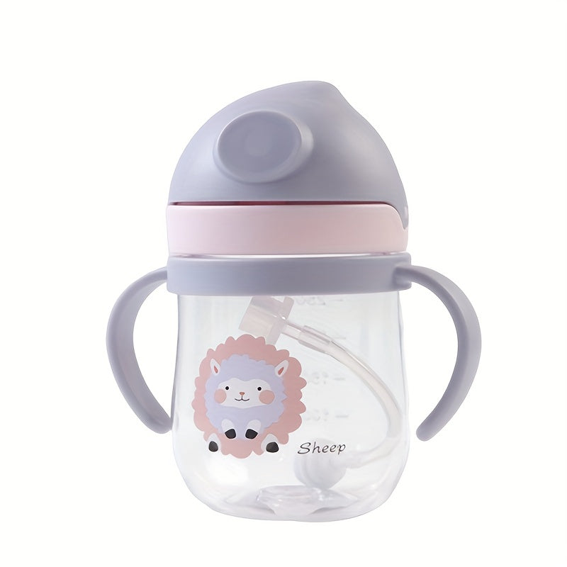 Cute Water Drop Shaped 280ml Drinking Water Bottle with Straw and Drop Resistance