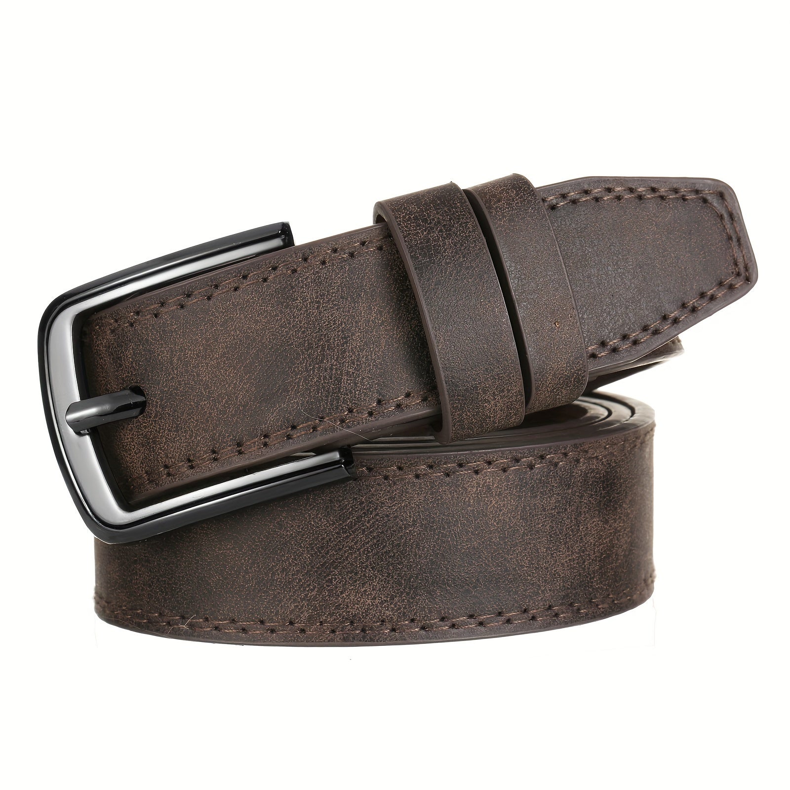 Men's Wide Stitching Belt with Alloy Buckle for Jeans and Trousers Casual Large Size