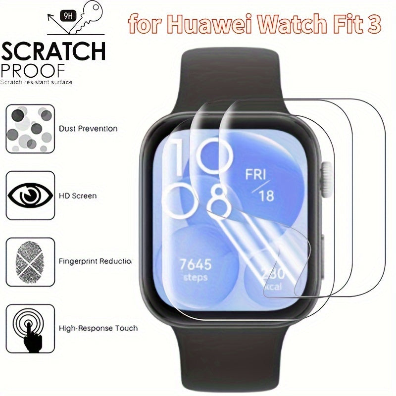 3pcs Hydrogel Screen Protectors for Huawei Watch Fit 3 Scratch-Resistant High Clarity Easy Installation