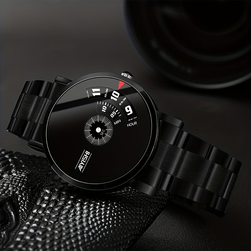 Men's Quartz Watch Steel Strap Round Dial Casual Elegant Gift