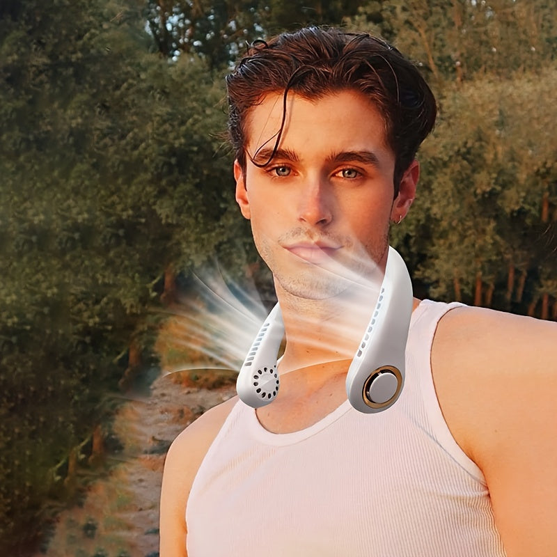 Adjustable Silicone Neck Fan with USB Charging Digital Display Lightweight Cooling Fan