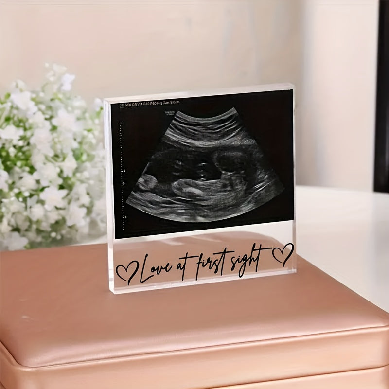 Acrylic Ultrasound Photo Tent Card High-Gloss Pregnancy Announcement Gift