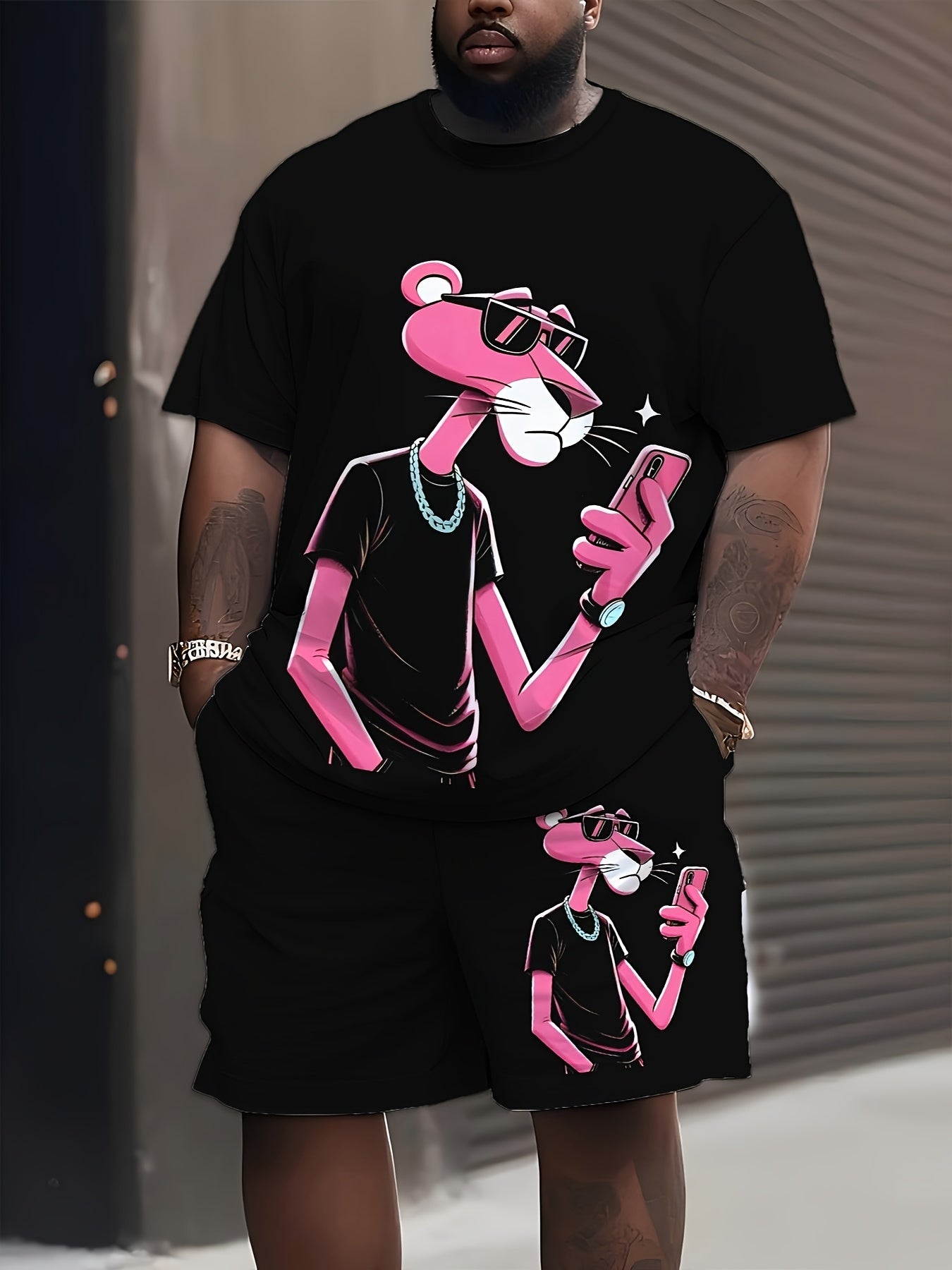 Мужской повседневный спортивный костюм большого размера: короткая рубашка и шорты