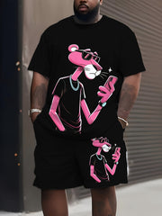 Plus Size Men's Casual Sports Outfit Short-Sleeve Shirt and Shorts