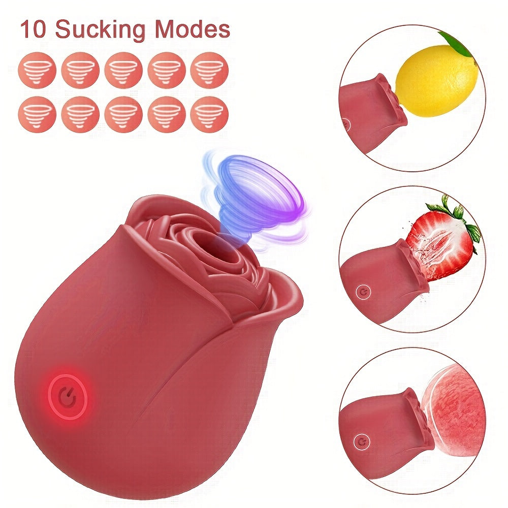 Ayollar uchun Rose Sucking Vibrator, 10 ta rejimli qayta zaryadlanadigan klitoral stimulyator