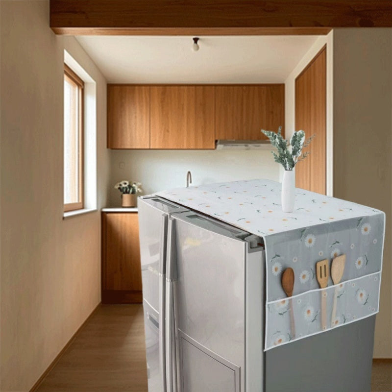 PE Refrigerator Cover Floral Pattern Scratch-Resistant Dust-Proof Durable Appliance Protector
