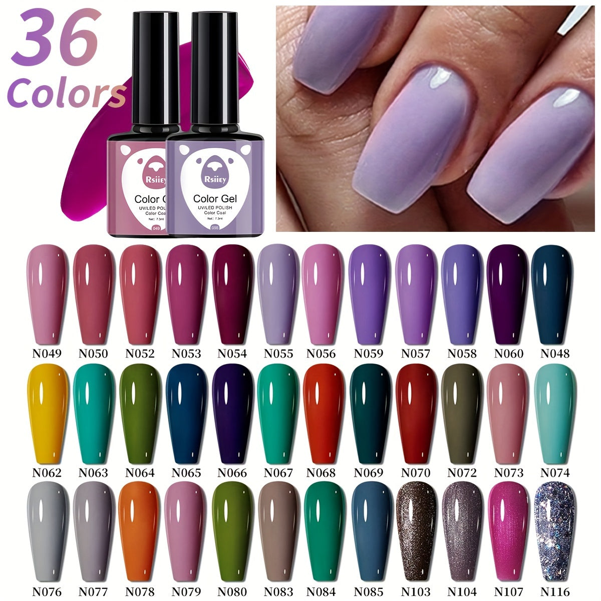 Plastic Bottle 36 Colors Light Therapy Nail Gel Manicure Set