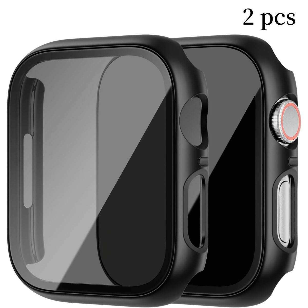 Black Apple Watch Case with 2 Ultra-Thin Tempered Glass Privacy Screen Protectors for Series 1-Ultra 38-49mm