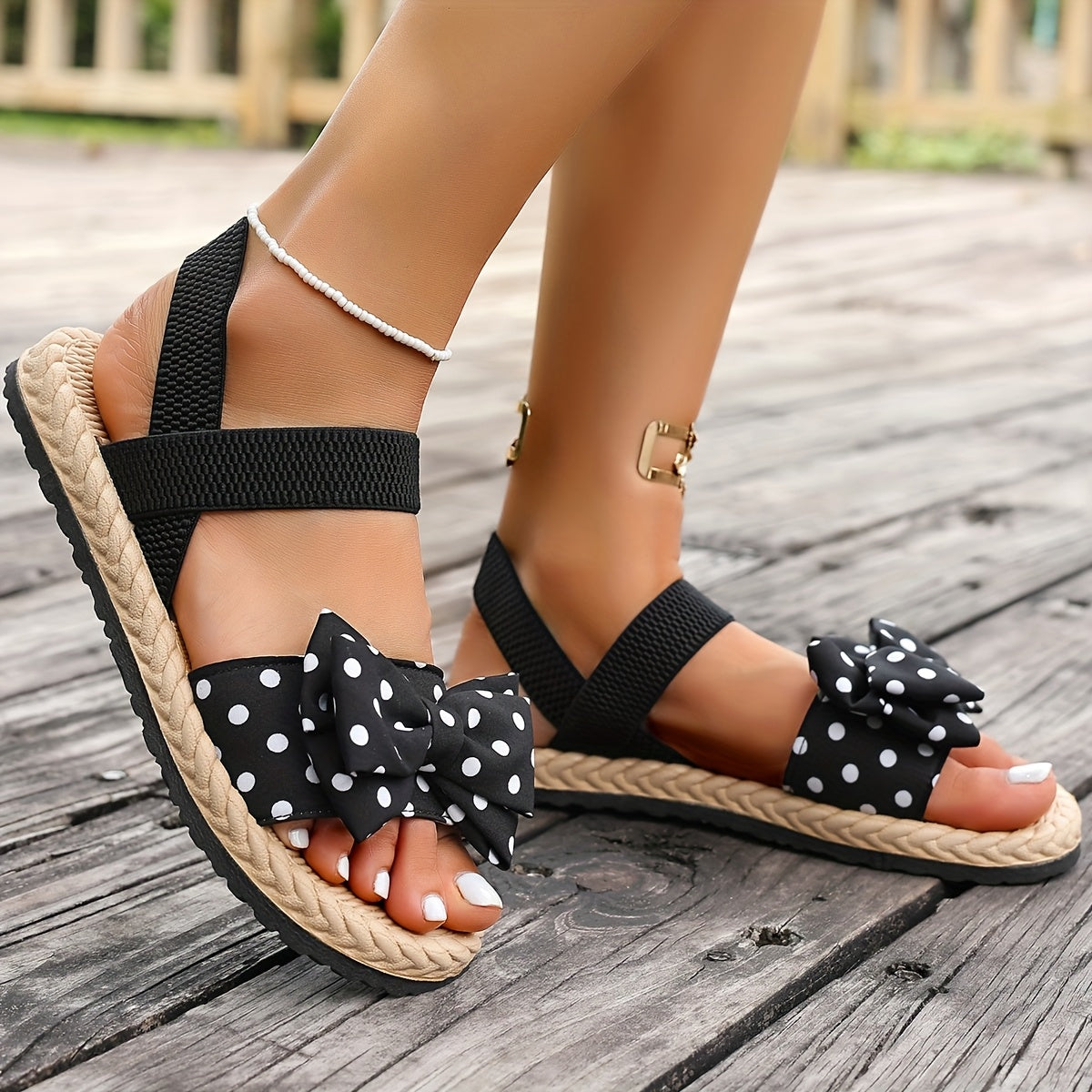 Women's White Open-Toe Sandals Cushioned Insole Non-Slip Sole