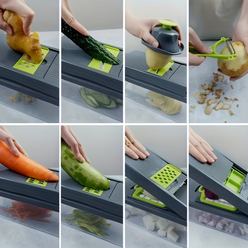 Многофункциональный набор для нарезки овощей с 16 лезвиями, емкостью 500 мл