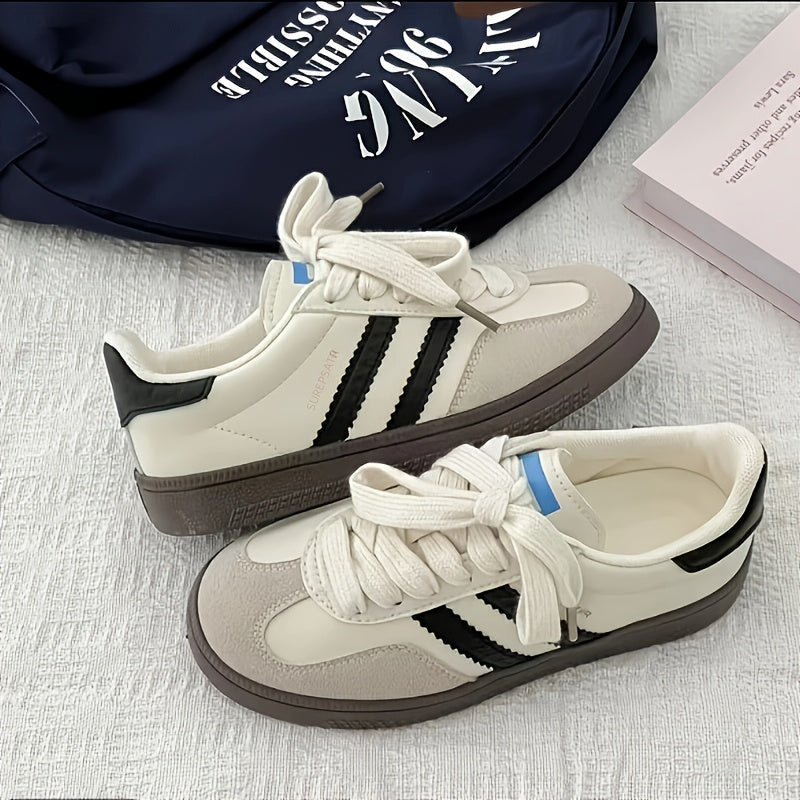 Women’s Low-Top Lace-Up Sneakers Light Green Pink Breathable Rubber Sole