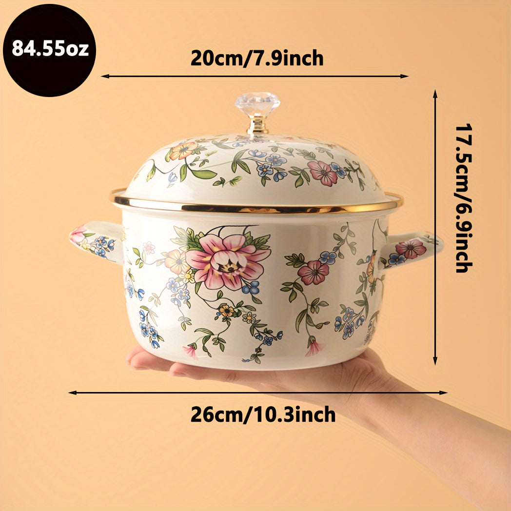 Enamel Double Ear Soup Pot Thickened High-Temperature Resistant for Electric Stove Gas Kitchenware