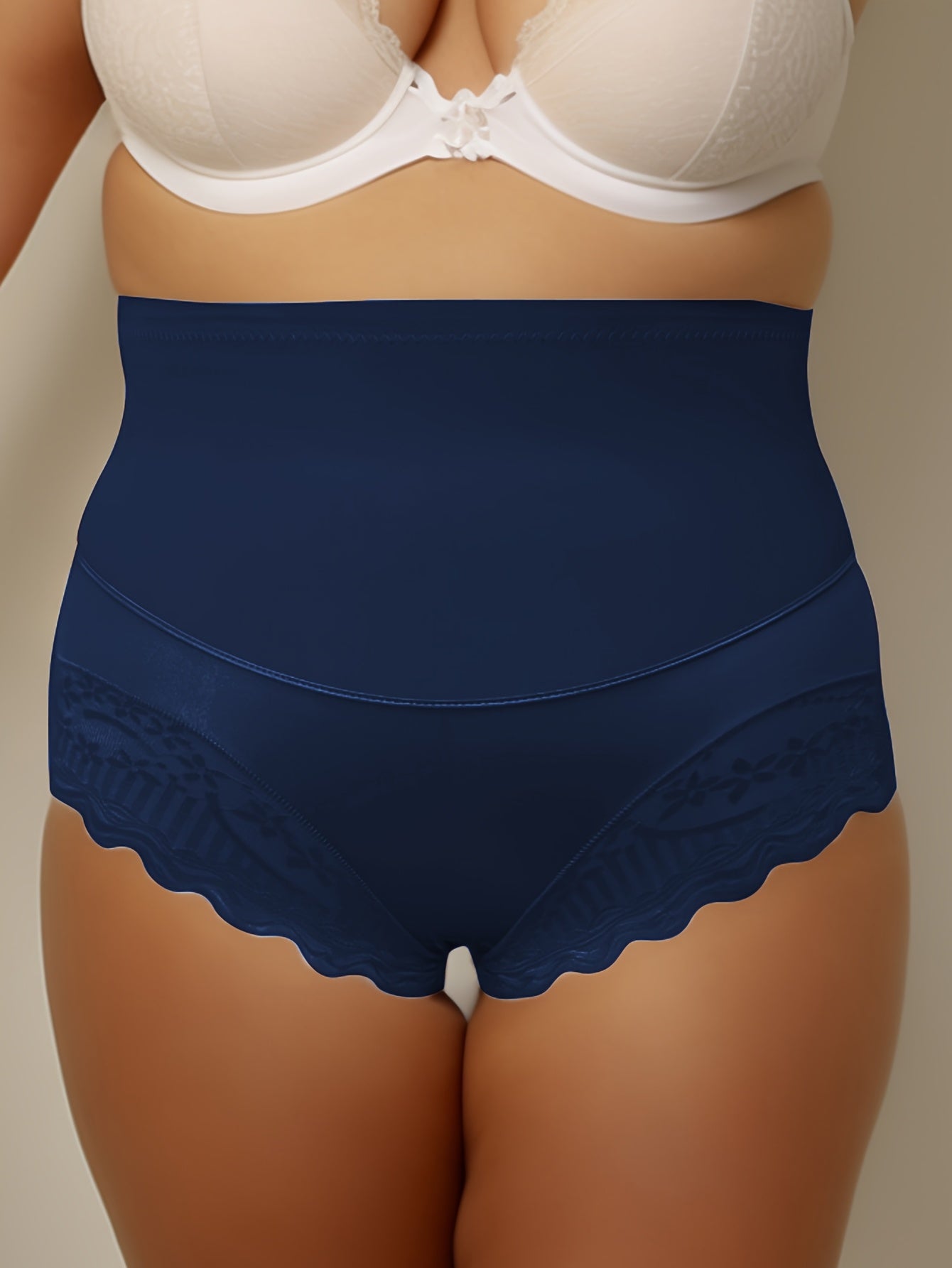 Women's Plus Size High Waist Sports Briefs Soft Lace Trim Pack of 5