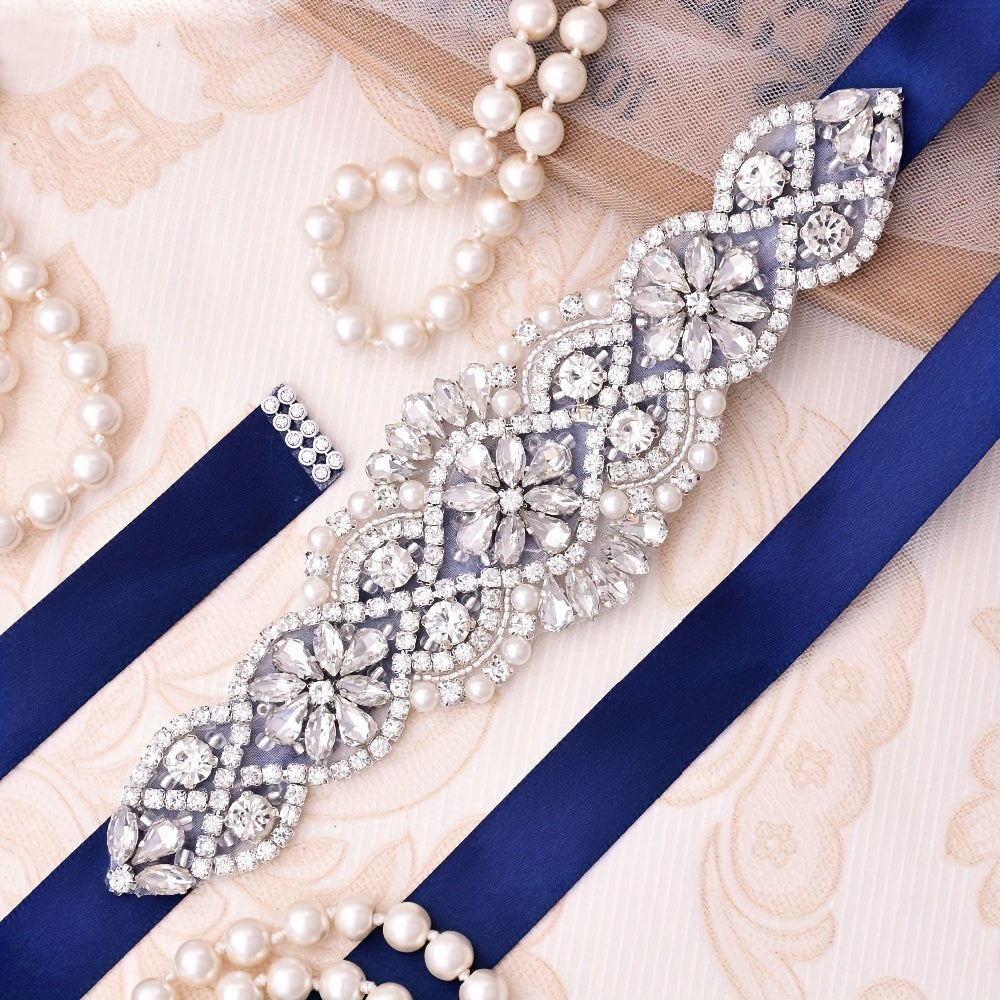 High-End Wedding Sash with Rhinestones for Bridal Dress and Ball Gown