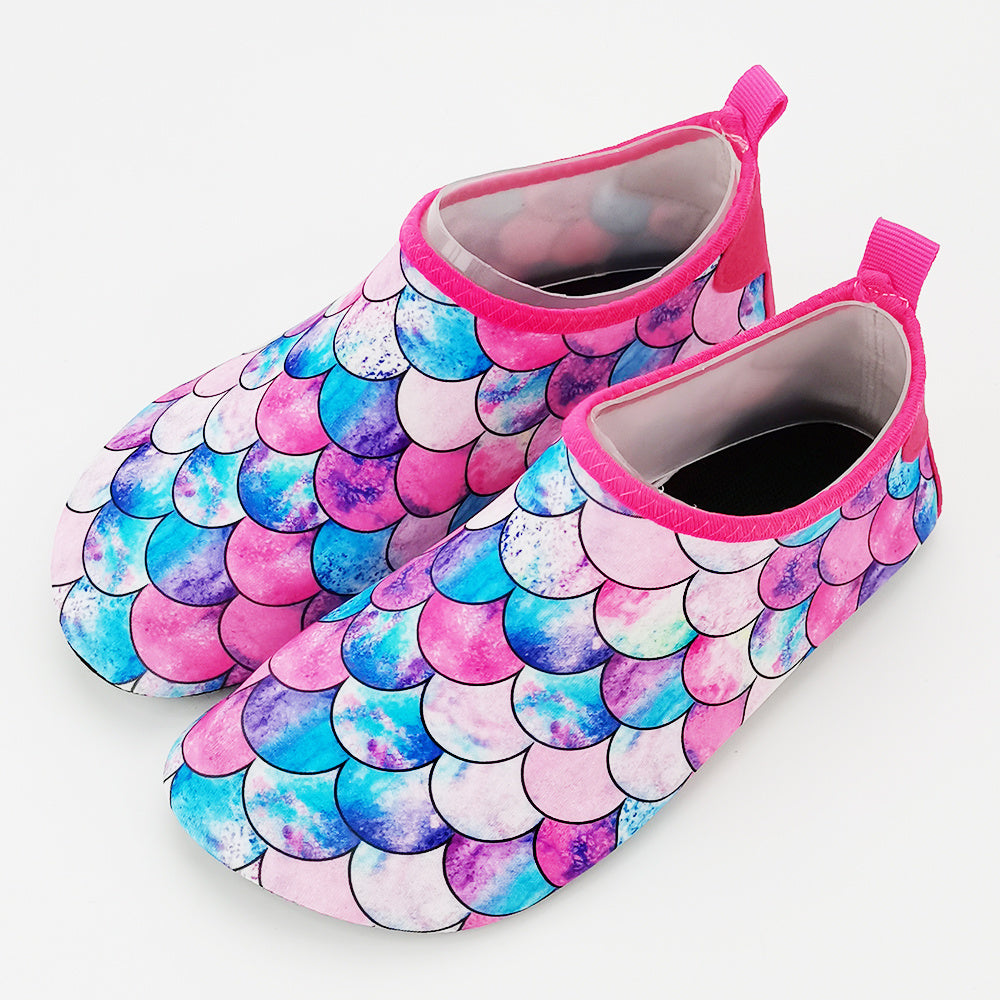 Toddler Girls Water Shoes Fish Scale Print Lightweight Summer Beach Slip-On