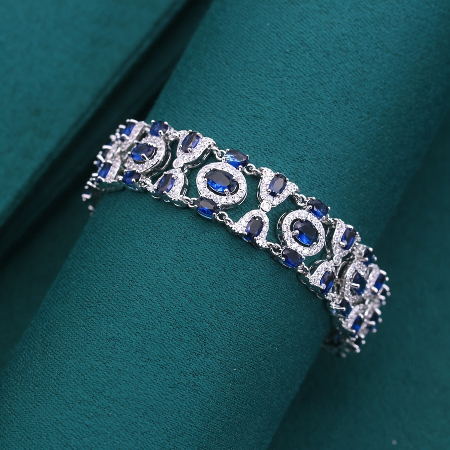 Pulsera de cobre chapada en oro blanco vintage con zirconia ajustable para boda