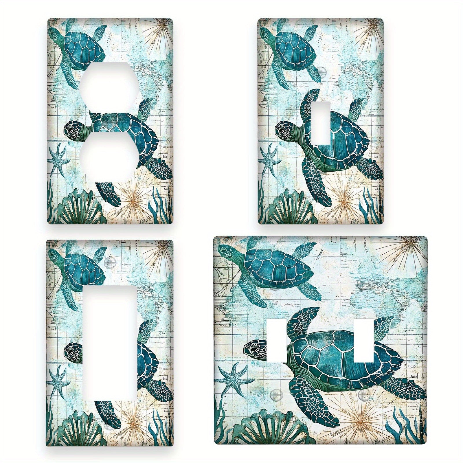 Sea Turtle and Octopus Decorative Light Switch Cover for Bathroom Bedroom Decor