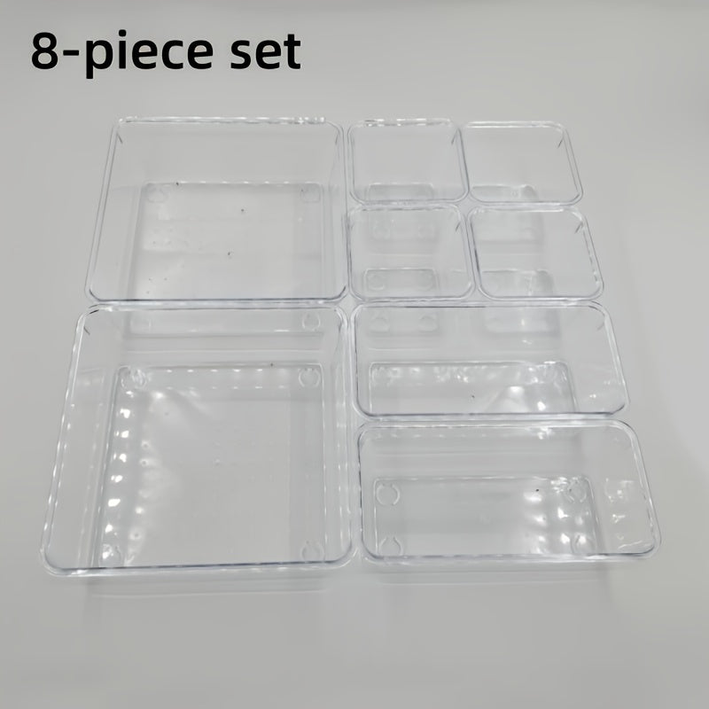 Набор из 8 прозрачных органайзеров для канцелярских принадлежностей, косметики и аксессуаров