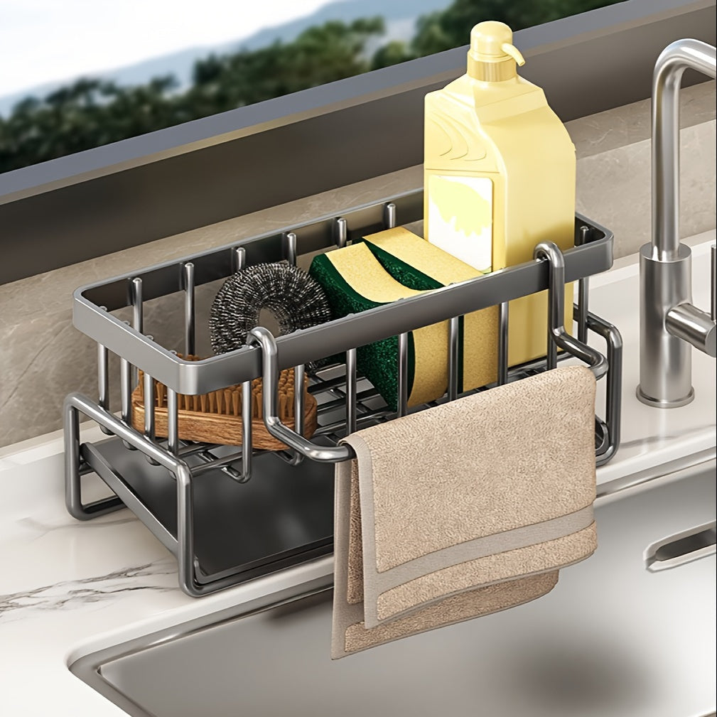 Multi-Functional Kitchen and Bathroom Sink Organizer for Soap Sponges Towels