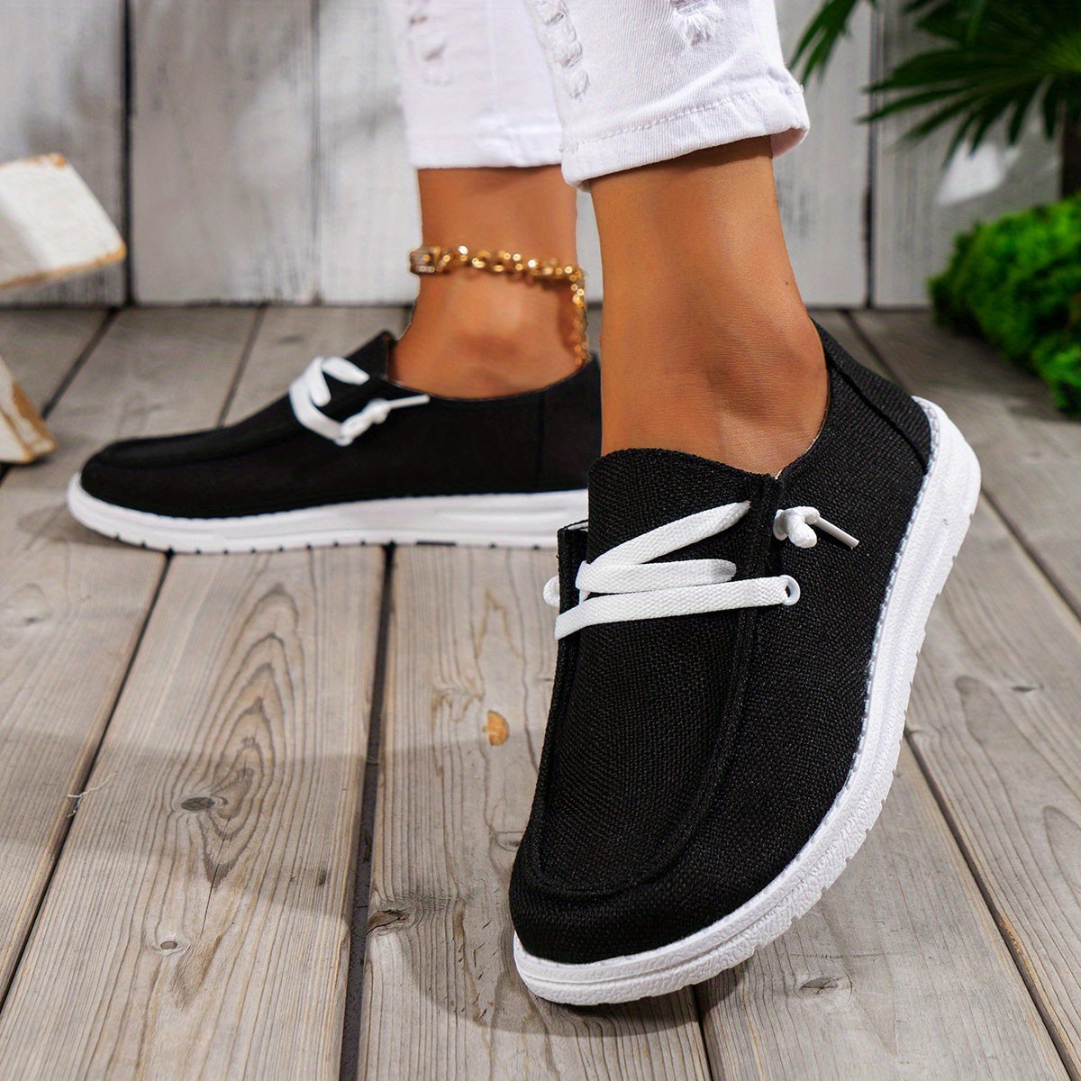 Women's Canvas Slip-On Loafer Shoes Casual Outdoor Footwear