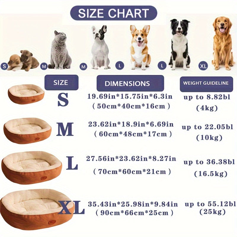 Oval Pet Bed for Dogs and Cats All-Season Warmth Machine Washable Beige Peaches